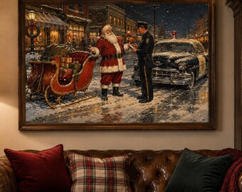 Santa Parking Ticket Christmas Art | 1950s Vintage Santa Print | Funny Christmas Decor | Affordable Wall Art | Downloadable Prints