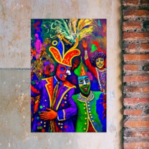 Mardi Gras Art, Festive Abstract Digital Download, New Orleans Wall Decor, Carnival Celebration Print, Purple Green Gold Artwork