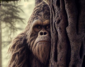 Bigfoot Wall Art | Unique Wall Decor | Realistic Sasquatch Print | Gift for Him