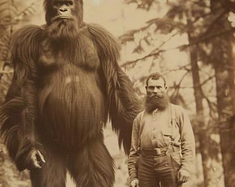 Bigfoot Lumberjack Photograph | Vintage Sasquatch Evidence Wall