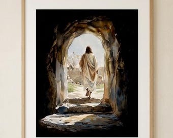 Resurrection Empty Tomb Watercolor Print | Jesus Wall Art (Digital Download)