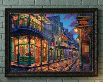 New Orleans Art | French Quarter Art | Bourbon Street Neon Jazz Print (Digital Download)