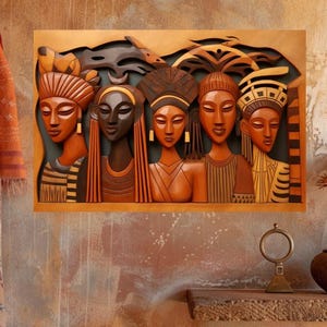 African Ancestral Portrait: 3D Wood Relief Art Print (Digital Download, 300 DPI)