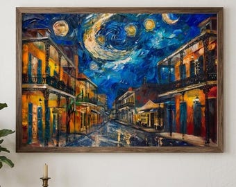 New Orleans French Quarter Starry Night Print | Van Gogh Style Wall Art (Digital Download)