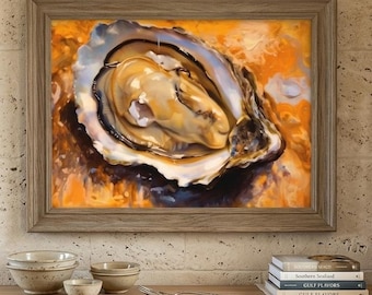 Louisiana Oyster Wall Art | Coastal Kitchen Decor | Seafood Oil Painting