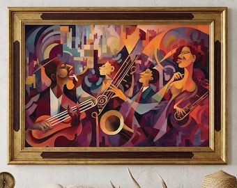 New Orleans Jazz Club Painting | Abstract Saxophone Art (digital