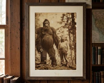 Bigfoot Lumberjack Photograph | Vintage Sasquatch Evidence Wall