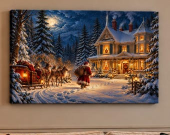 Santa Christmas Eve Wall Art | Vintage Christmas Decor | Affordable Wall Art | Downloadable Prints