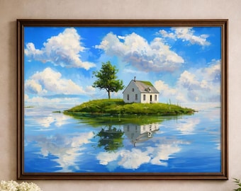 Anime Wall Art Decor | Lake House Print | Makoto Shinkai Style Ethereal Landscape (Digital Download)