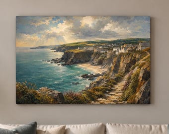 Cornwall Coastal Wall Art | English Seaside Landscape | Cottagecore Decor | Affordable Wall Art | Downloadable Prints