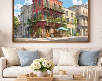 New Orleans French Quarter Art | Whimsical Anime Style NOLA Print | Colorful Decor