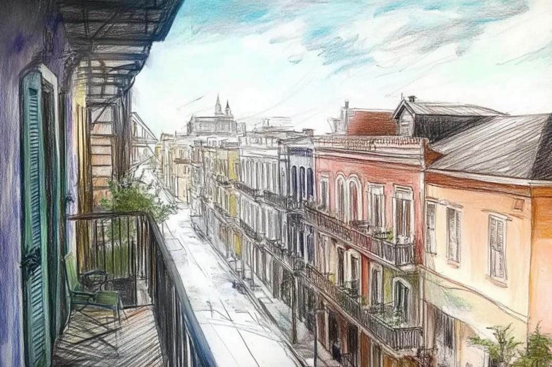 New Orleans Bourbon Street Art | Vibrant French Quarter Balcony