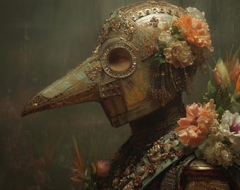 Plague Doctor Wall Art | Dark Academia Gothic Decor | Surreal Steampunk Macabre Digital Print