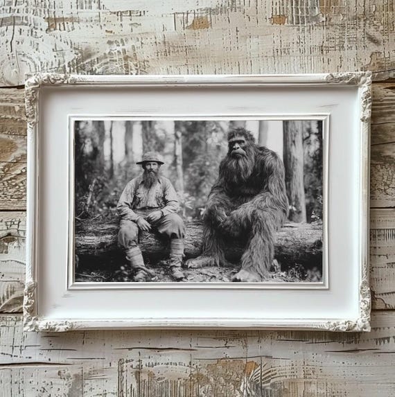 絵画 BIGFOOT Vintage Canvas Wall Art - Bigfoot & Settler Print