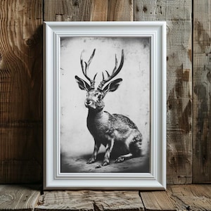 Vintage Jackalope Photo Print: Rustic Cryptid Folklore Art (Digital Download)