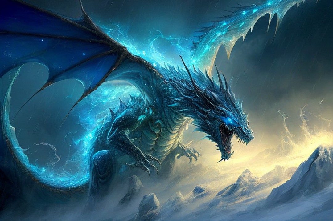 The Ice Dragon Frameable Art, Abstract Art, Wall Art, Paintings, Cool Art,  Poster, Printable Art, Digital Art, Art, AI Art - Etsy