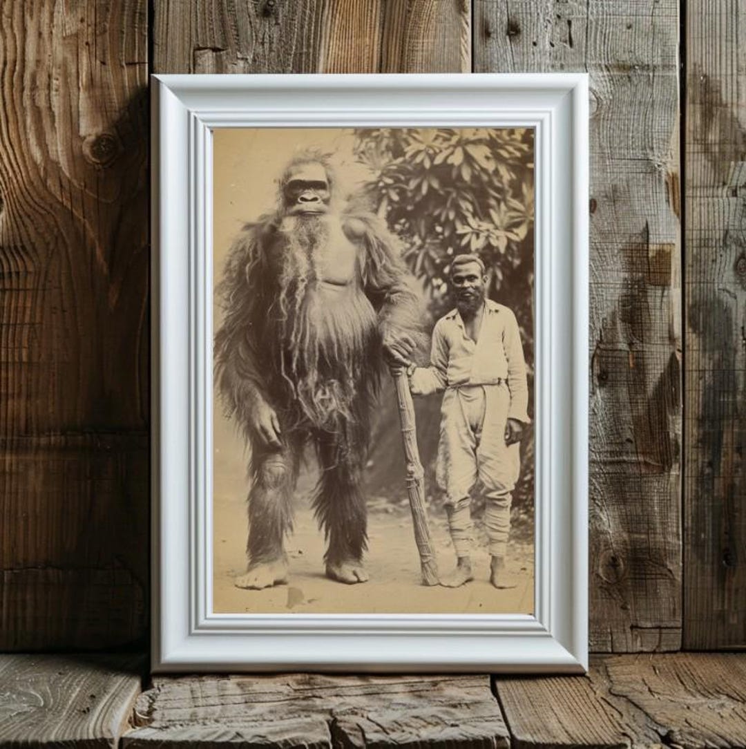 絵画 BIGFOOT Vintage BIGFOOT BOTANICAL Wall Art, Sasquatch Flower Decor