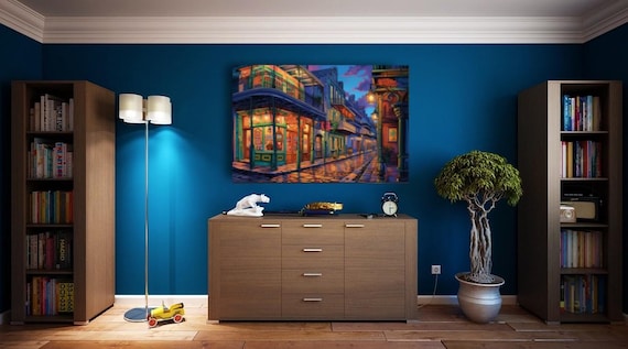 Bourbon Street Art Print: Vibrant New Orleans French Quarter (Digital Download), Wall Art