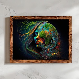 Mother Earth Abstract Art Print: Sacred Geometry Eco Wall Decor (Digital Download)