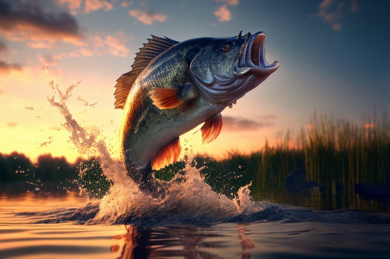 The Bass Fish, Fishing, Fish Art, Frameable Art, Abstract Art