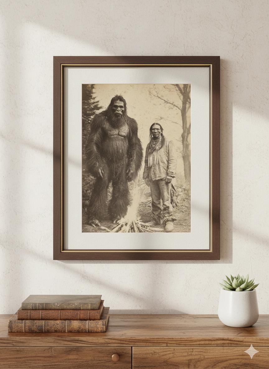 Vintage Bigfoot Native American Art | Sasquatch Spirit Folklore
