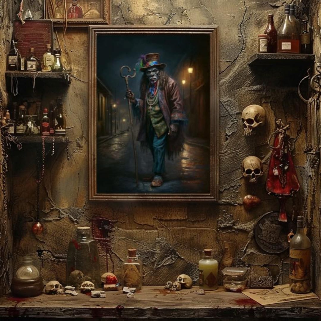 Voodoo Witch Doctor Portrait | New Orleans Gothic Oil Painting