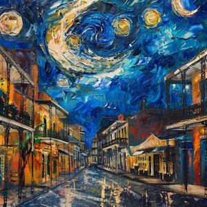 Van Gogh Style New Orleans Print: French Quarter Cityscape (Digital Download)