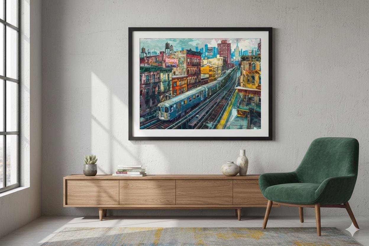FINE ARTISTS『路面電車』絵画油絵shiva,inc. ファインアート New York Wall Art | Subway Oil Painting Print | Textured Impasto