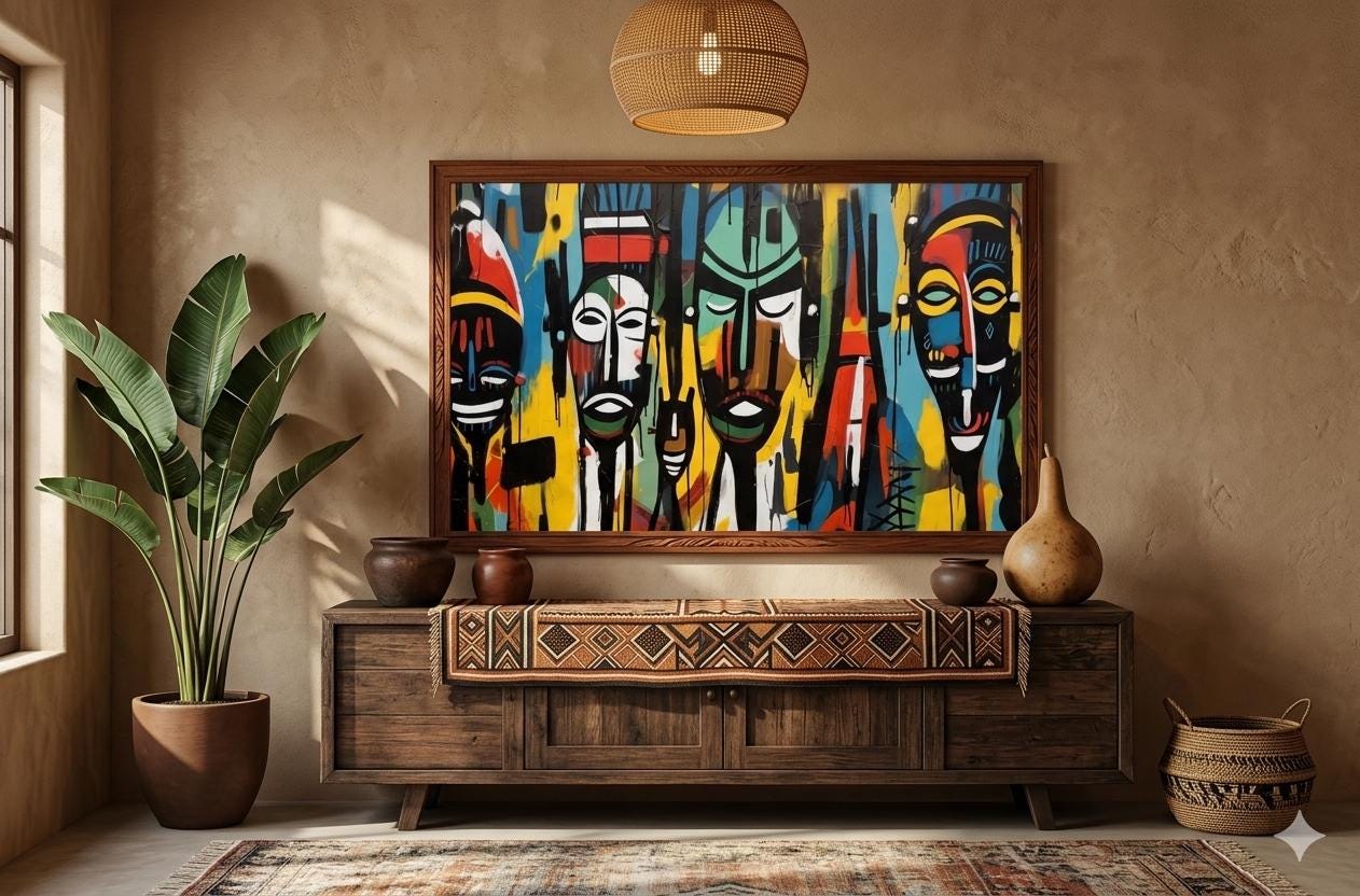 Uganda Abstract Spirit Wall Art | African Contemporary Oil