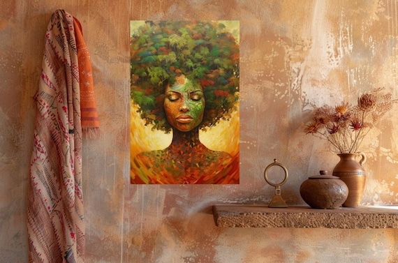 African Mother Earth Art Print: Afrocentric Goddess Decor (digital