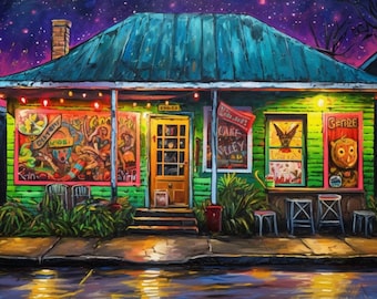 Tremé Restaurant, New Orleans, Colorful Art, Neighborhood, Wall Art, Art Print, Frameable Art, Digital Art, New Orleans Art, NOLA, Poster