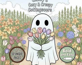 Gibby the Ghost Coloring Book, Cottagecore Spooky Botanicals (Digital Download)