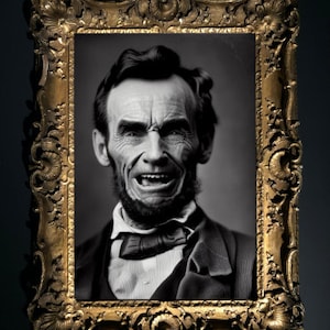 Laughing Abraham Lincoln Portrait: Humorous Vintage Photo (Digital Download)