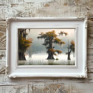 Louisiana Bayou Art Print: Misty Cypress Swamp, Southern Gothic (Digital Download)