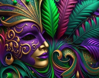 Decoración de pared con máscara de Mardi Gras / Lámina del Carnaval de Nueva Orleans