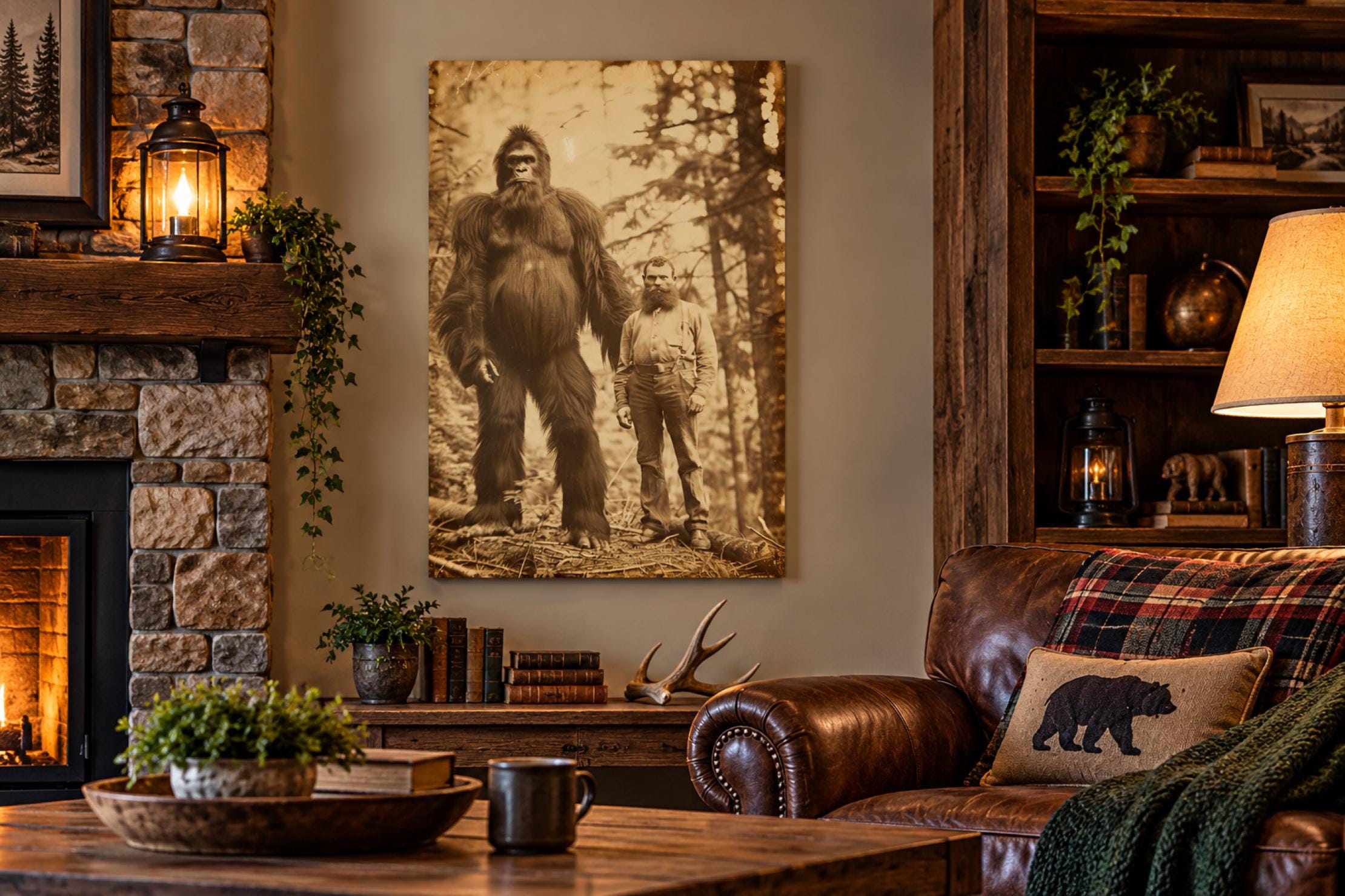 Bigfoot Lumberjack Photograph | Vintage Sasquatch Evidence Wall