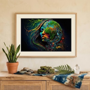 Mutter Erde spirituelle Kunstdruck | Gaia Göttin Altar Dekor | Abstrakte Heilige Geometrie Natur druckbare | Moderner Erdiger Interior Akzent