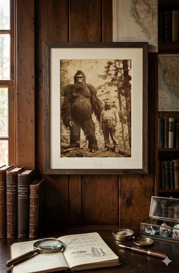 Bigfoot Lumberjack Photograph | Vintage Sasquatch Evidence Wall