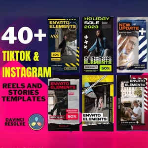 40+ TikTOk & Instagram Reels and stories Templates, DaVinci Resolve, Tiktok Desgins, Instgram Desgins, Stories Templates, Marketing Template