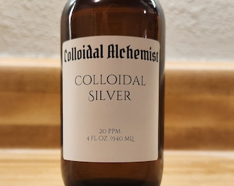4 oz colloïdaal zilver - 20 PPM - puur zilver - gedistilleerd water - colloïdaal alchemist