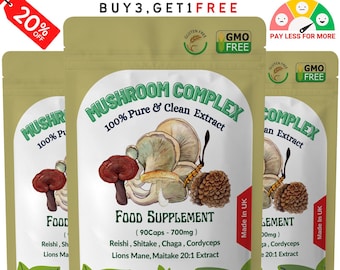 Mushroom Complex Lions Mane, Reishi ,Shitake, Chaga, Cordyceps Maitake 14,000mg