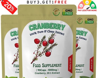 Cranberry Extract Capsules-20,000mg - 100% Natural and Strong Extract, Vegan Capsules
