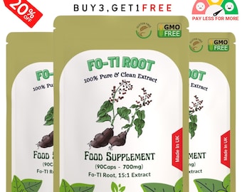 Natural FO-TI/Foti (He Shou Wu) Capsules 15 :1 Extr 10500mg, Support Hair Growth