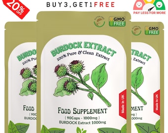 Burdock Root Extract Capsules ,1000mg-Detoxify, Vegan, STRONG &EFFECTIVE