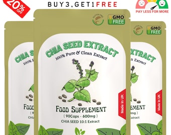 Chia Seed Extract Capsules: 6000mg, Vegan, Natural