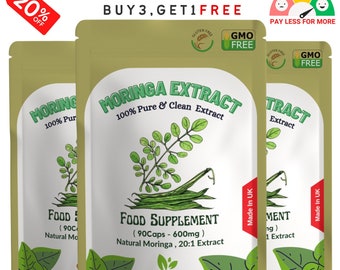 Natural Moringa Extract Capsules: 12000mg, Vegan