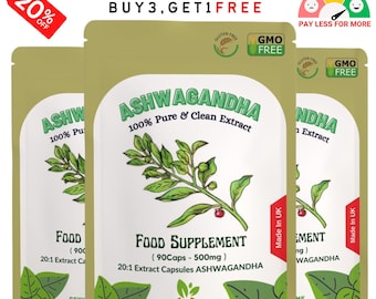 10000mg Ashwagandha Extract Capsules: 30mg Withanolides, Vegan