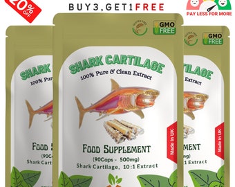 Shark Cartilage Capsules, 5000mg-100% Natural and Strong Extract, Vegan Capsules