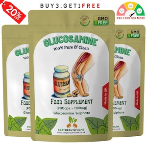 Glucosamine Sulphate 2KCl 1100mg Capsule-100% Natural and Strong Extract, Vegan Capsules