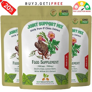 Joint Support Mix Capsule 7000mg-Devil Claw+Lemon Balm+While Willow-100% Natural and Strong Extract, Vegan Capsules